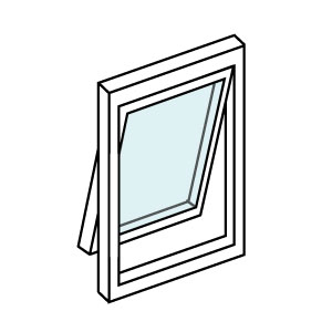 ventana abatible inferior proyectante